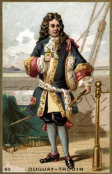 Portrét René Duguay Trouin (Duguay-Trouin) (Rene Trouin du Gue dit) (1673-1736), francouzský námořník. Chromolitografie 19. století.