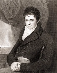 Portrét Roberta Fultona (1765 - 1815), amerického lodního mechanika (Nautilus). Rytina 19. století.