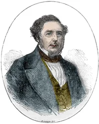 Portrét Roberta Stephensona, anglického strojního a stavebního inženýra (1803-1859)