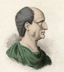 Portrét Themistokla (řecky Themistokles), státníka a athénského vojevůdce (525-460 př. Kr.). Rytina 19. století.