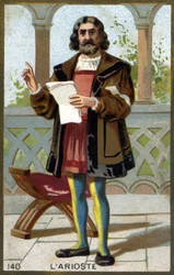 Portrét Ariosta (1474 - 1533) nebo Ludovico Ariosto. Chromolitografie konce 19. století.