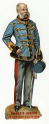 Portrét rakouského císaře Františka Josefa I. (1830-1916) Chromolitografie konce 19. století. Soukromá sbírka