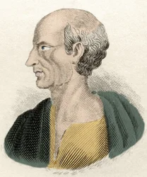 Portrét řeckého filozofa Antisthena (444-365 př. Kr.).