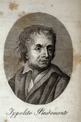 Portrét italského básníka Ippolita Pindemonte (1753-1828), přítele básníka a italského dramatika Ugo Foscolo (1778-1827) Rytina 19. stol.