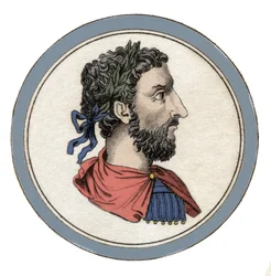 Portrét římského císaře Marca Aurela (Caesar Marcus Aurelius Antoninus Augustus) (121-180)