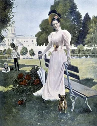 Portrét ruské princezny Youssopoff v parku v roce 1844.