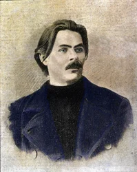 Portrét ruského spisovatele Maxima Gorkého (Gorkij) (1868 - 1936).