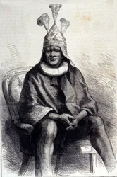 Portrét zuluského krále Cetshwayo (nebo Cetawayo, Cetewayo, Cetywajo, Ketchwayo) (1826-1884) Rytina 19. století