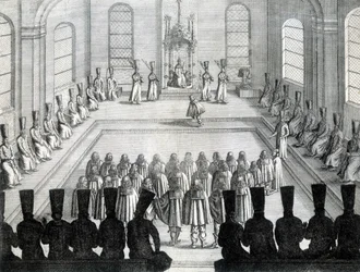 Přijetí velvyslanců Holštýnska (Německo) v Moskvě v roce 1632.