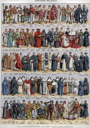 Náboženský oděv - od starověku do 20. století - Římskokatolická církev a jiná náboženství - Náboženský - Plate du Larousse universal kolem roku 1920