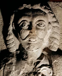 Zastoupení Fridricha I. z Hohenstaufenu (1122-1190) známého jako Frederic Barberousse, německý král a německý císař. Reliéf na kameni. Zámecké muzeum v Miláně