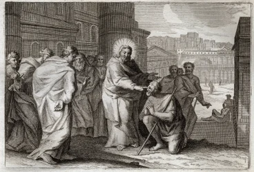 Royaumont Bible, New Testament: The Blind dělá. Ježíš Kristus zázračně bojuje se slepými. Ilustrace z roku 1811.