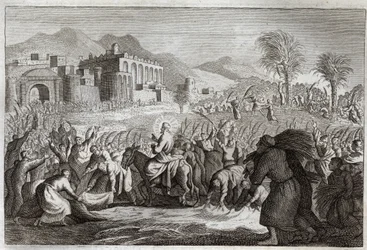 Royaumontská Bible, Nový zákon: Triumf Ježíše Krista. Ježíšův vjezd do Jeruzaléma. Ilustrace z roku 1811.