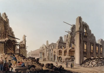 Ruiny způsobené zemětřesením v Messině (Messina) v roce 1783. In „Výhledy na Osmanské dominie, v Evropě, v Asii a na některých středomořských ostrovech“