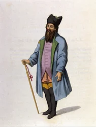 Ruský obchodník z Kaluga. Rytina 1802.