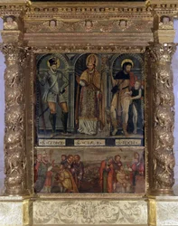 Saint Clair nebo Saint Roch Oltar: St Roch a Morové tlačítko a Svatý Jiří po vzoru Jindřicha III. - Kostel Panny Marie Nanebevzetí z Rognes