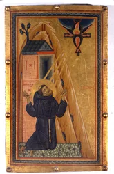 Svatý František se stigmaty. Malba na dřevě ze 13. století. Florencie. Muzeum Uffizi.