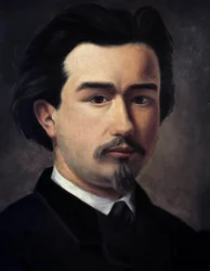 Autoportrét Clémenta Adera (1841-1925), francouzského inženýra a vynálezce, „otce letectví“.