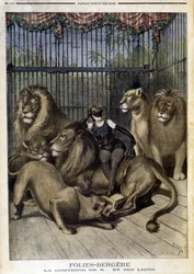 Hraběnka z X... a její lvi na výstavě ve Folies Bergères v Paříži. V Le petit Journal, dne 19.05.1895.