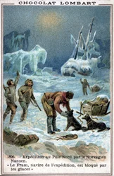 Fram, loď norského průzkumníka Fridtjofa Nansena, ulovená v ledu Severního ledového oceánu v roce 1896.