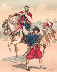 Francouzská Armee za vlády Ludvíka Filipa v letech 1830 až 1848 - Zouave a Spahi - Rytina z roku 1882 v „“ Histoire de dix ans: 1830-1840“““ Louis-Blanc (1811-1882)