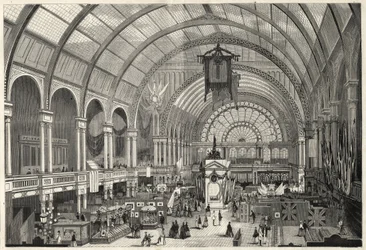 Mezinárodní výstava v Amsterdamu 1869 - vnitřní pohled na Palác mezinárodní výstavy