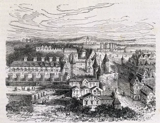 Palais des Tournelles, naproti hotelu Saint Paul - rytina, konec 19. století