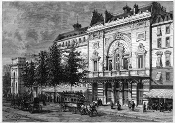 Divadlo de la porte Saint Martin (Saint-Martin) v Paříži v roce 1873.
