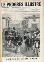Příjezd Josepha Vachera „Vraha pastýřů“ (1869-1898) do věznice v Lyonu roku 1898 - Obálka časopisu „Le Progressif-Illustré“ z 9. ledna 1898