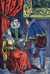 Tanec. Anonymní ilustrace k "" Popelce ", příběhu Charlese Perraulta (1628-1703), francouzského spisovatele. Snímky Marcel Vagne, Jarville Nancy, nedatováno (konec 19. století).