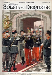 Delegace Saint Cyr (St. Cyr) v Rusku: recepce v ruské vojenské škole. Rytina v „“Le sun-du-dimanche“, 29. ledna