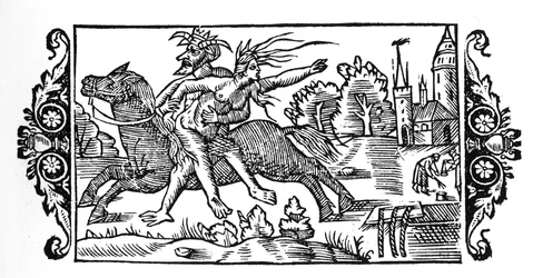 Ďábel nesoucí čarodějnici – v „Dějinách severních národů“ od Olause Magnuse, Řím 1555