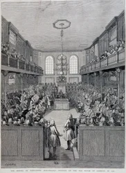 Interiér londýnské Dolní sněmovny v roce 1760