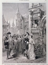 Poslední scéna The Fair Maid of Perth, opera Georgese Bizeta, v Teatro Argentina v Římě