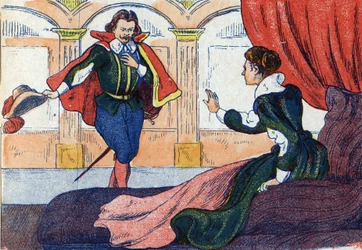 Princezna se probouzí. Ilustrace k „La belle au bois dormant“, příběh Charlese Perraulta (1628-1703), francouzského spisovatele. Anonymní ilustrace. Snímky Marcel Vagne, Jarville Nancy, nedatováno (konec 19. století).