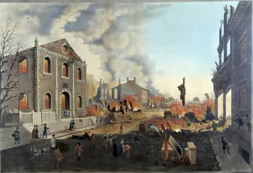 Ruiny po velkém požáru v New Yorku 16.–17. prosince