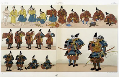 Tradiční japonský oděv samurajů - v publikaci „The Historical Costume“ od Racineta