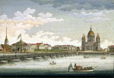 Pohled od řeky Něvy na Izákovo náměstí a Izákovský most, Jegor Jakovlevič Vekler (1800-61)