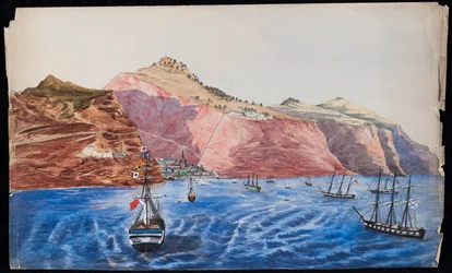 Pohled na Jamestown, St. Helena, cca 1850 (wc na papíře)