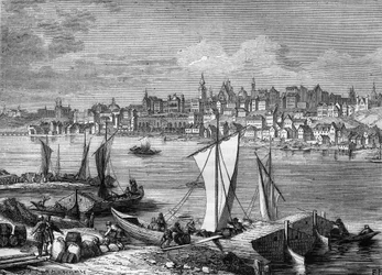 Pohled na město Varšava v Polsku v roce 1812.