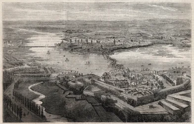Pohled na město Mantua (Mantova, Mantua) v 19. století