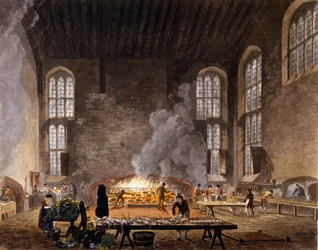 Pohled na kuchyně Christ Church, Oxfordská univerzita. 1850