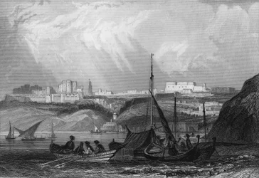 Pohled na přístav Oran, druhý přístav okupace po Alžíru francouzskou armádou v roce 1830, v „L