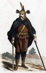 Válečník, období bronzových zbraní - v "" Civilních a vojenských kostýmech Francouzů v průběhu staletí Paris F. Roy 1882 "".