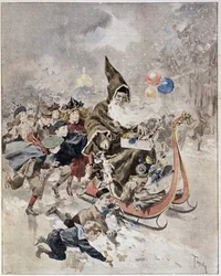 Akvarel zobrazující Santa Clause. ""Ilustrovaný svět"". 21.12.1895.