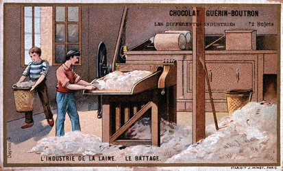 Vlněný průmysl, propagace, reklama na čokoládu Guerin Boutron, ca. 1895