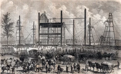 Díla Marsova pole v Paříži na konci dubna 1866 - rytina 1867