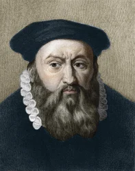 portrét Jeana Calvina (1509-1564), francouzského náboženského reformátora a spisovatele.