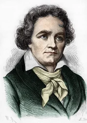 portrét Ludwiga van Beethovena. Německý skladatel (1770 až 1827).