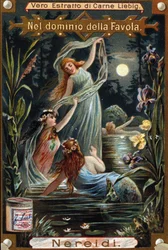 zastoupení nereid, mořských nymf. Chromolitografie 19. století